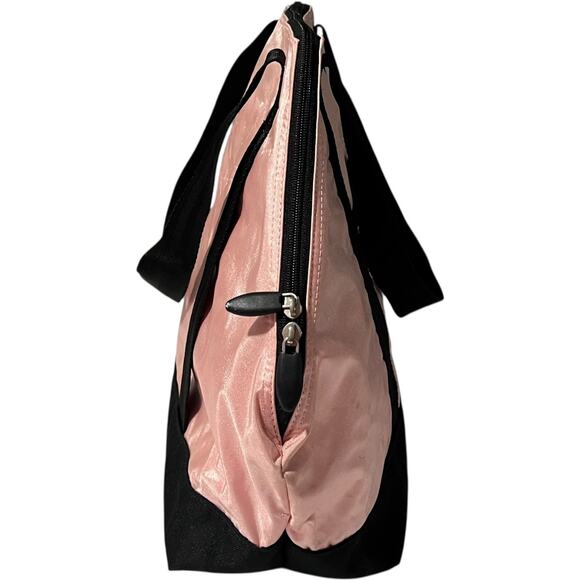 Adidas Pink Duffel Bag Black Trim Gym Travel Sports Tote - Picture 6 of 11